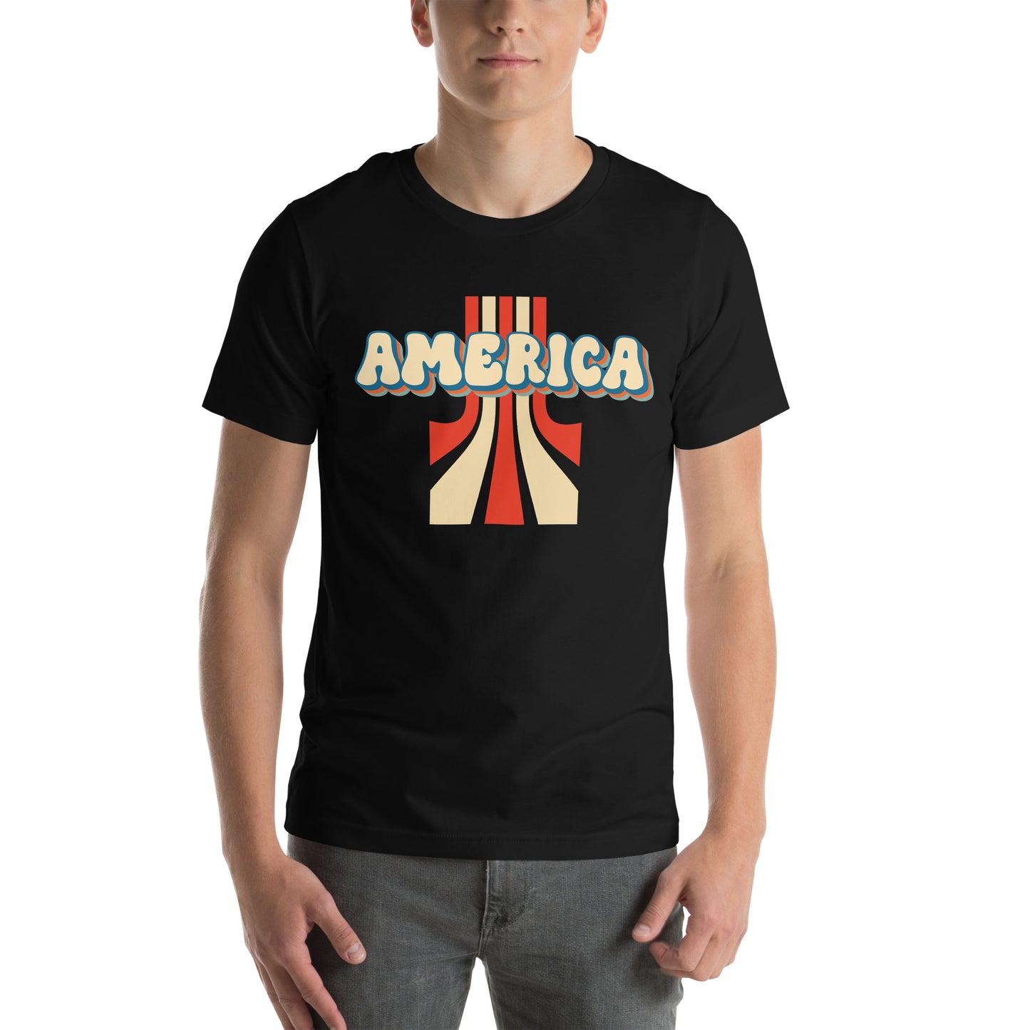 Retro patriotic tee with American flag for conservatives