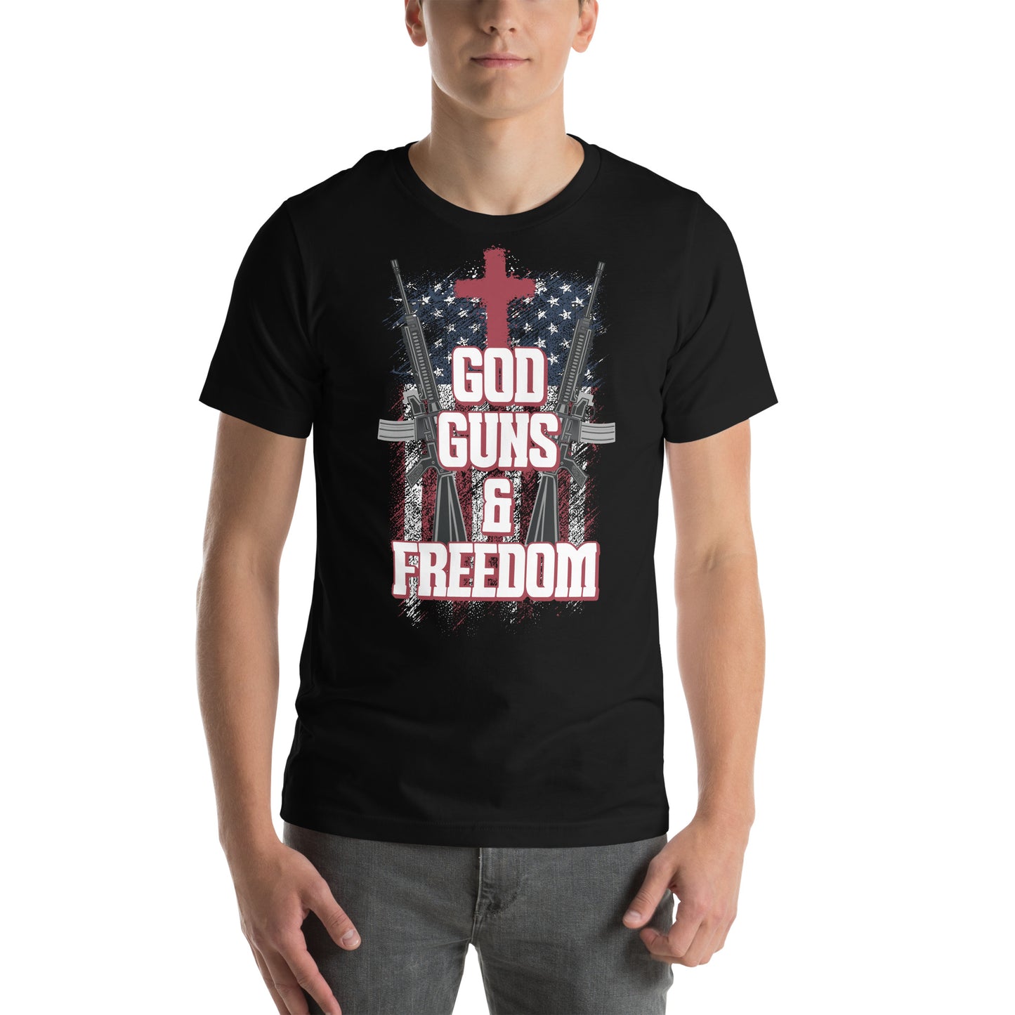USA flag shirt with 2nd amendment and Christian message