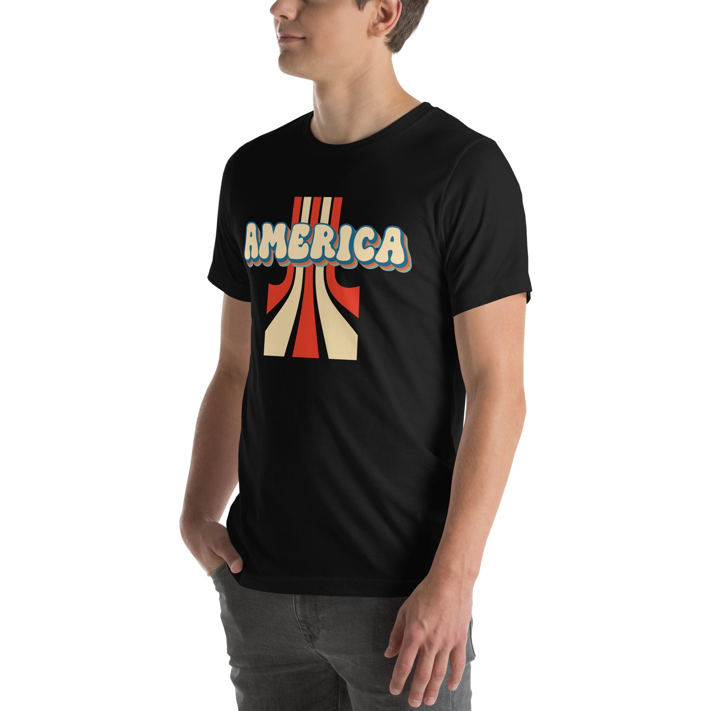 Retro patriotic tee with American flag for conservatives