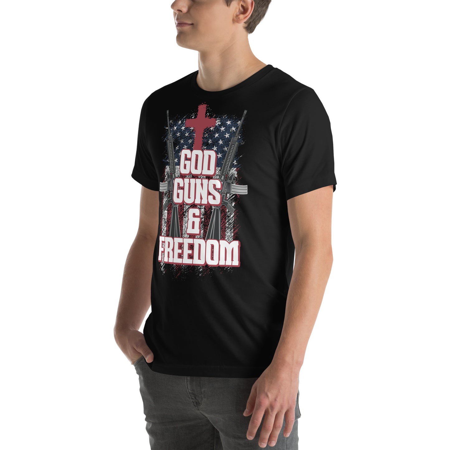 USA flag shirt with 2nd amendment and Christian message