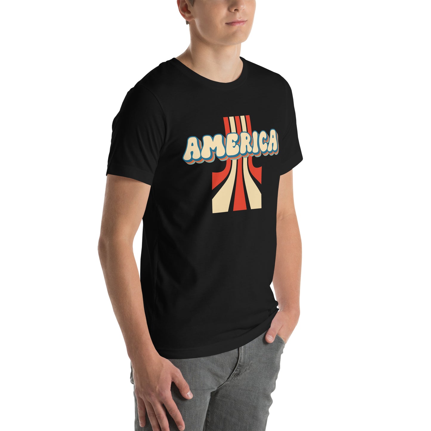 Retro patriotic tee with American flag for conservatives