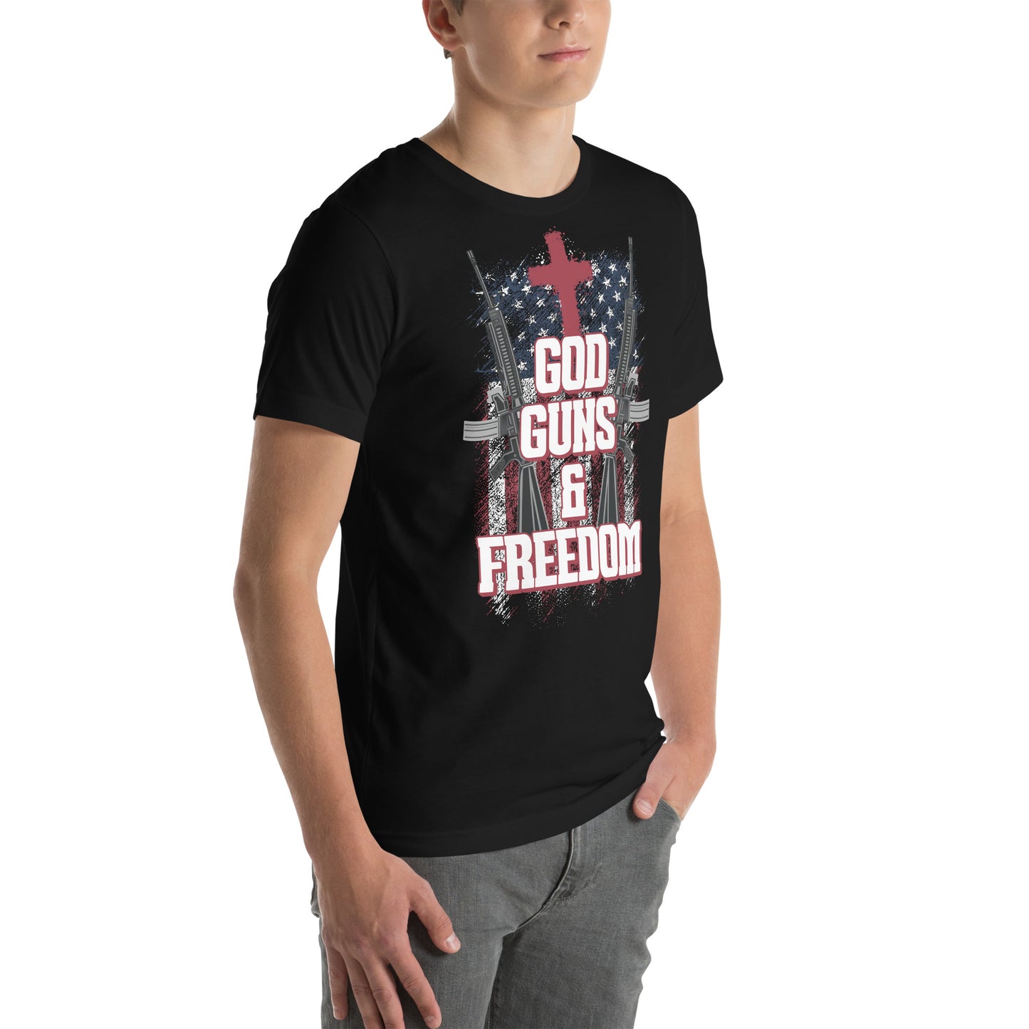 USA flag shirt with 2nd amendment and Christian message