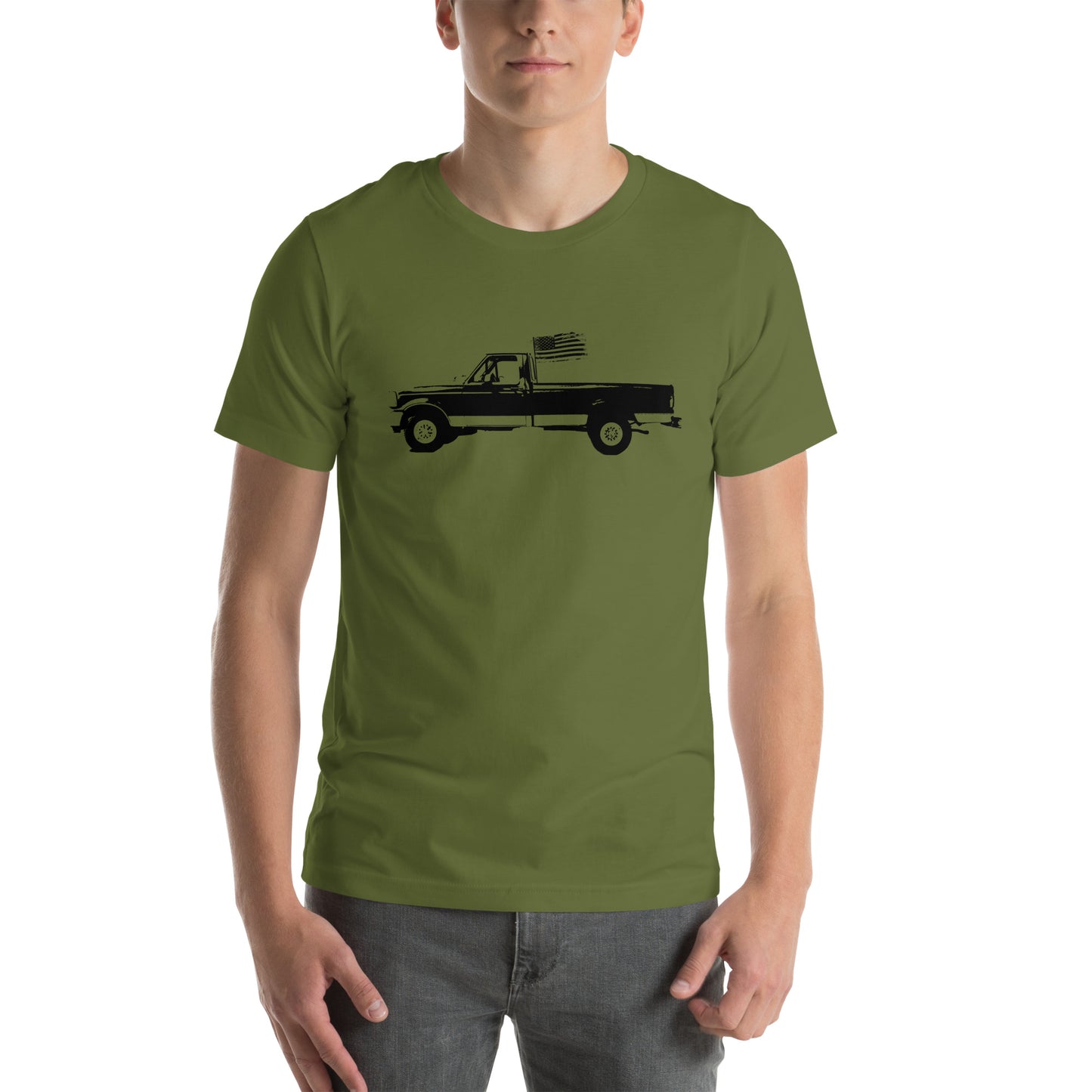 Vintage truck shirt with USA flag for trucker enthusiasts