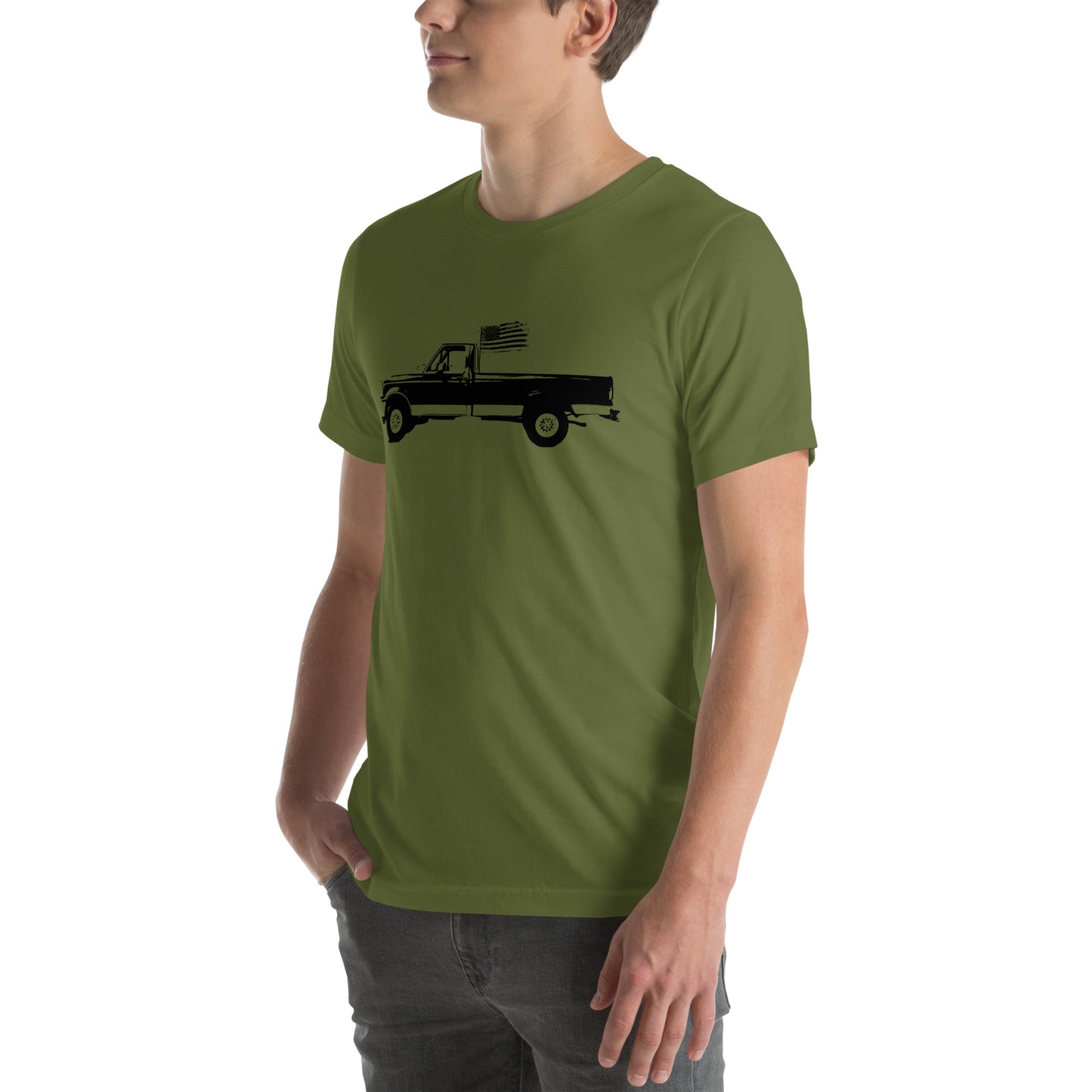 Vintage truck shirt with USA flag for trucker enthusiasts