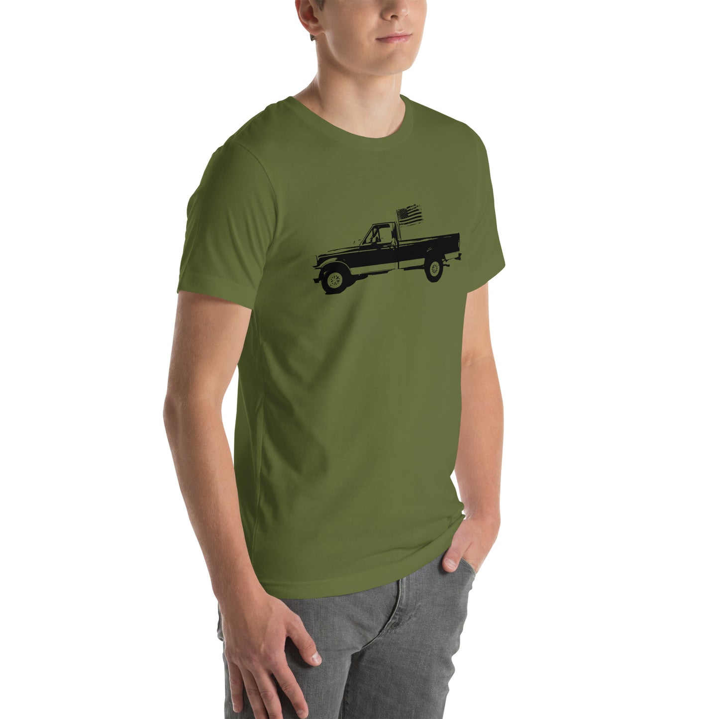 Vintage truck shirt with USA flag for trucker enthusiasts